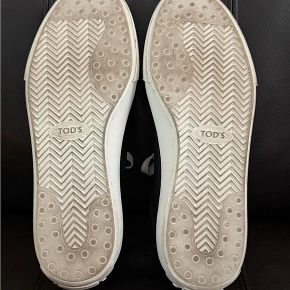 Tod's Blue Leather Sneakers with White Accents